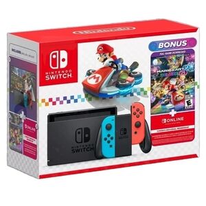 Nintendo Switch Mario Kart 8 Deluxe Console Bundle Complete in Box with Game EUC